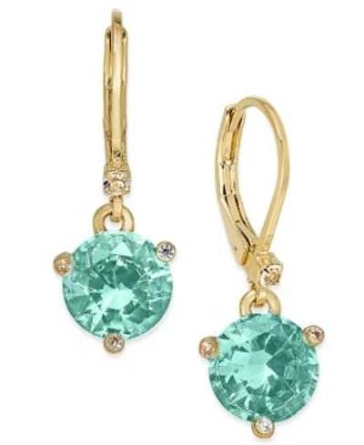 Shop Kate Spade New York Gold-tone Crystal Drop Earrings In Pacificopl