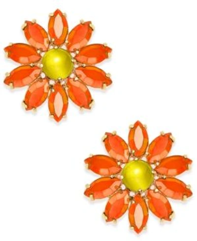 Shop Kate Spade Kate Sade New York Flower Stud Earrings In Orange