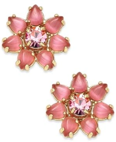 Shop Kate Spade New York 14k Gold-plated Imitation Pearl Flower Stud Earrings In Pink