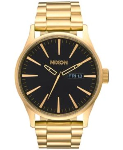 Shop Nixon Men's Sentry Stainless Steel Bracelet Watch 42mm A356 In Gold/black