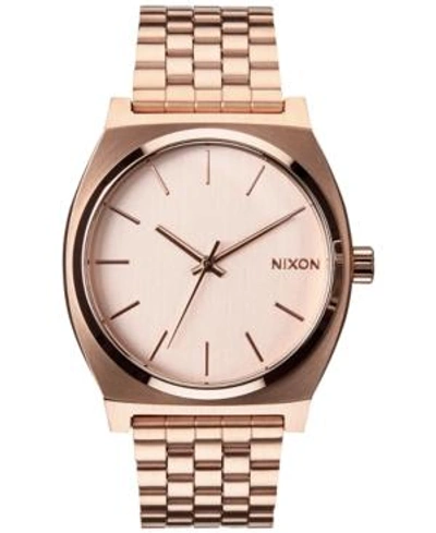 Shop Nixon Time Teller Stainless Steel Bracelet Watch 37mm In Rose Gold