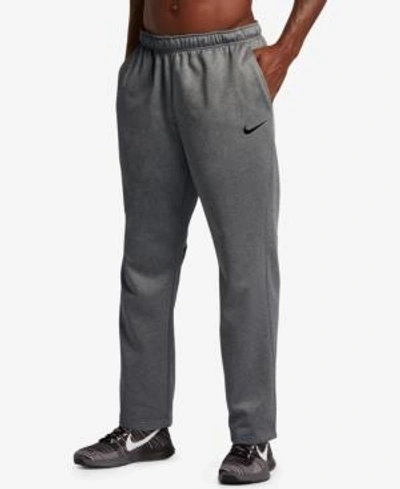 Shop Nike Men's Therma Fleece Open-bottom Sweatpants In Carbon Heather