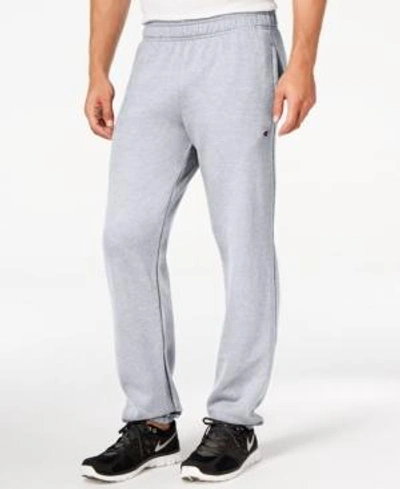 Champion Powerblend Open Bottom Sweatpants With Pockets In Oxford Gray
