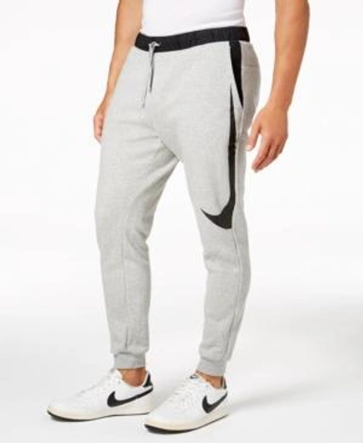 Shop Nike Men's Mixed Media Logo Sweatpants In Dark Grey Heather
