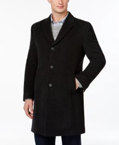 Shop Tommy Hilfiger Addison Wool-blend Overcoat Trim Fit In Charcoal
