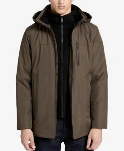 Shop Calvin Klein Men's Fleece-lined Hooded Jacket In Mushroom