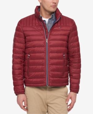 tommy hilfiger men's down quilted packable logo jacket