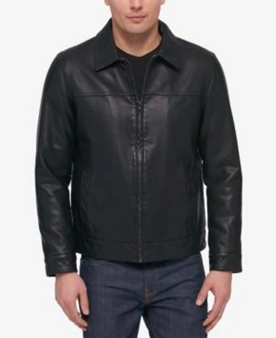 Shop Tommy Hilfiger Men's Faux Leather Laydown Collar Jacket In Black