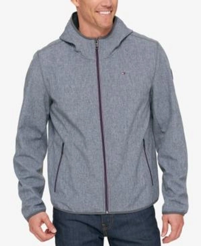 Shop Tommy Hilfiger Men's Hooded Soft Shell Jacket In Charcoal