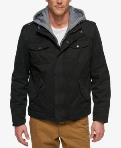 Shop Levi's Men's Sherpa Lined Two Pocket Hooded Trucker Jacket In Black
