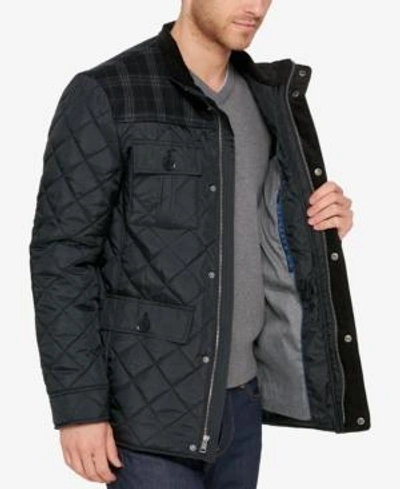 Shop Cole Haan Mixed Media Quilted Jacket In Black