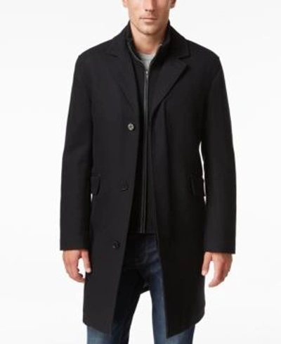 Shop Cole Haan Men's Twill Bibby Overcoat In Black