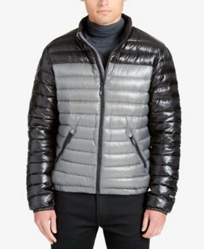 Shop Dkny Men's Packable Puffer Jacket In Black/slate