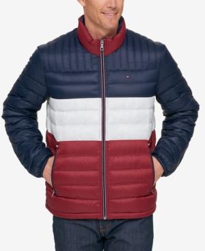 tommy hilfiger men's down quilted packable logo jacket