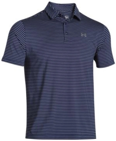 Shop Under Armour Men's Playoff Performance Striped Golf Polo In Navy