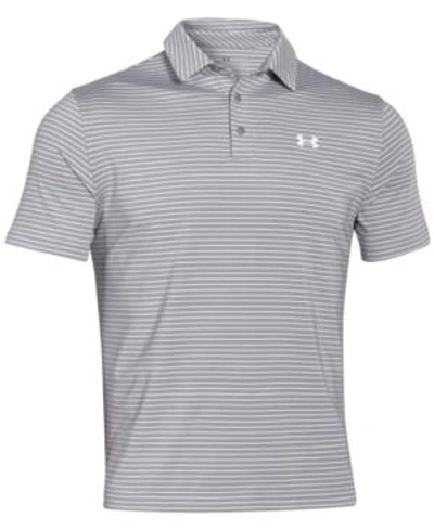 Shop Under Armour Men's Playoff Performance Striped Golf Polo In True Grey