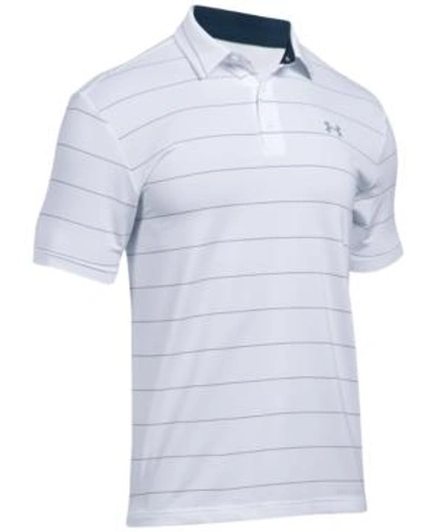 Shop Under Armour Men's Playoff Performance Striped Golf Polo In White Wide Stripe