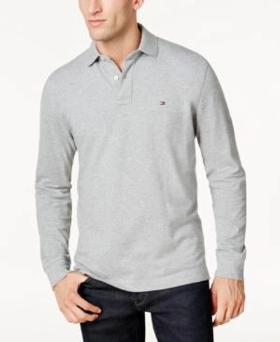 Shop Tommy Hilfiger Men's Long-sleeve Classic-fit Polo In Lunar Rock Heather