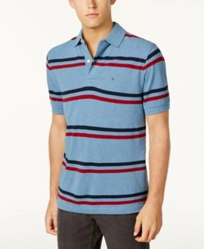 Shop Tommy Hilfiger Men's Classic-fit River Stripe Pique Knit Polo In Coronet Heather