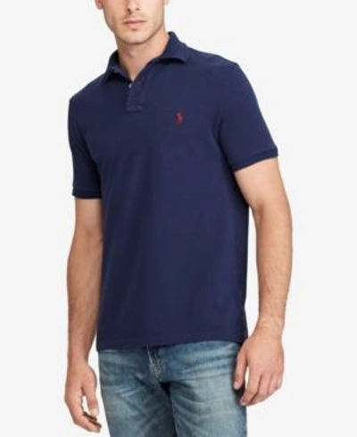 Polo Ralph Lauren Custom Slim Fit Weathered Mesh Polo Shirt In Windsor Navy  | ModeSens