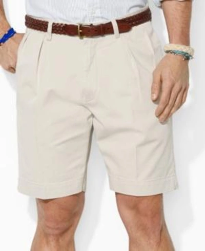 Shop Polo Ralph Lauren Men's Core 9" Classic-fit Pleated Chino Shorts In Classic Stone