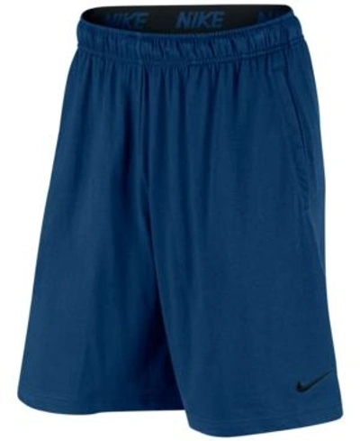 Shop Nike Men's 9" Dri-fit Cotton Jersey Training Shorts In Binary Blue
