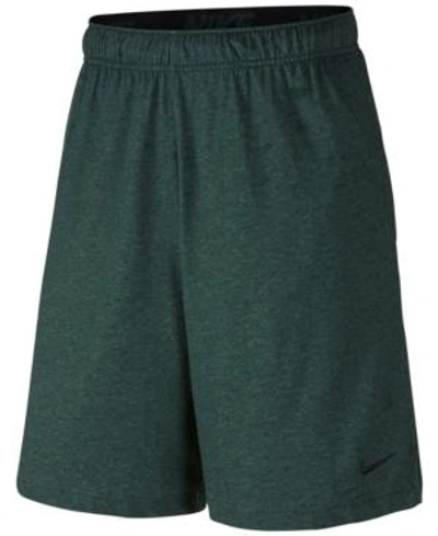 Shop Nike Men's 9" Dri-fit Cotton Jersey Training Shorts In Outdoor Green