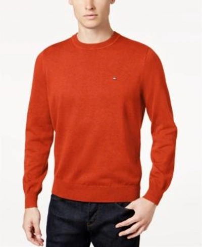 Shop Tommy Hilfiger Signature Solid Crew-neck Sweater In Pureed Pumpkin