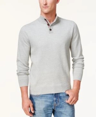 Shop Tommy Hilfiger Men's Textured Polo Sweater, Created For Macy's In Sport Grey Heather