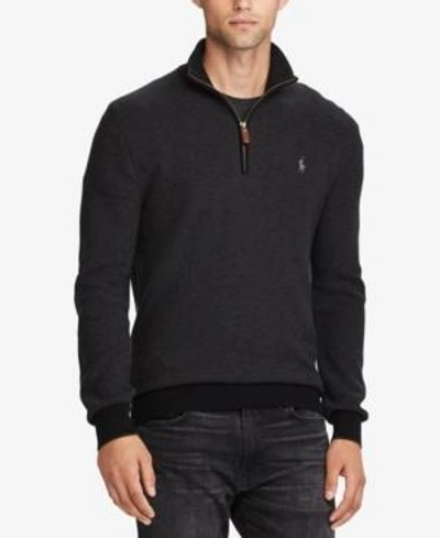 Shop Polo Ralph Lauren Men's Half-zip Sweater In Charcoal Heather