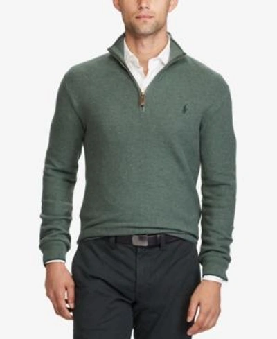 Shop Polo Ralph Lauren Men's Half-zip Sweater In Moss Green Heather