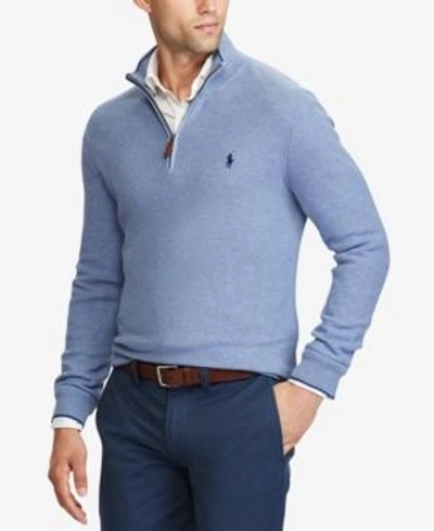 Shop Polo Ralph Lauren Men's Half-zip Sweater In Campus Blue Heather