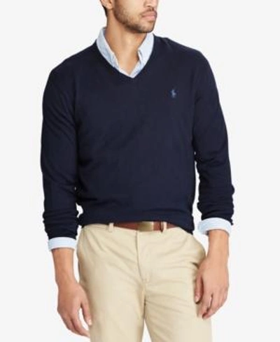 Shop Polo Ralph Lauren Men's V-neck Sweater In Hunter Navy