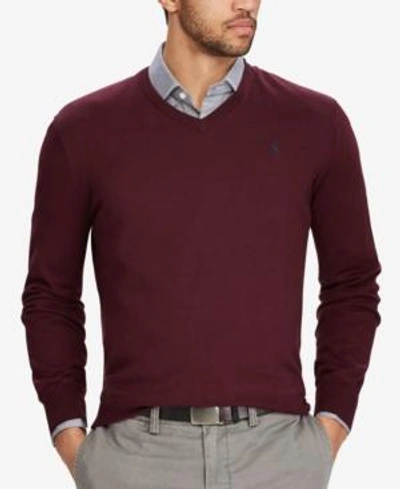 Shop Polo Ralph Lauren Men's V-neck Sweater In Italian Red