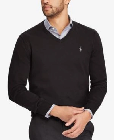 Shop Polo Ralph Lauren Men's V-neck Sweater In Polo Black