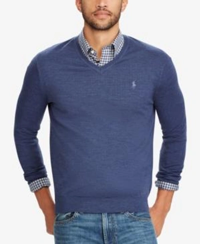 Shop Polo Ralph Lauren Men's V-neck Merino Wool Sweater In Shale Blue Heather
