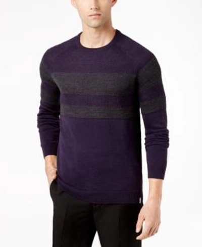 Shop Calvin Klein Men's Merino Wool Stripe Sweater In Livingo Combo