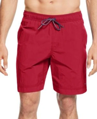 Shop Tommy Hilfiger Men's Big & Tall 9.5" Solid Swim Trunks In Apple Red