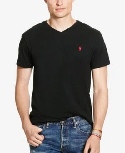 Shop Polo Ralph Lauren Men's Core Medium-fit V-neck Cotton Jersey T-shirt In Polo Black