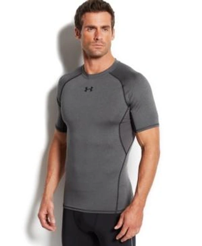 Shop Under Armour Men's Heatgear Armour Short Sleeve Compression Shirt In Carbon Heather