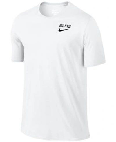 Shop Nike Men's Elite Back-stripe Dri-fit Basketball T-shirt In White