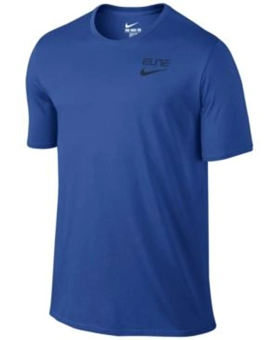Shop Nike Men's Elite Back-stripe Dri-fit Basketball T-shirt In Game Royal