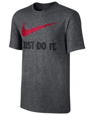 Shop Nike Men's Just Do It Swoosh T-shirt In Charcoal