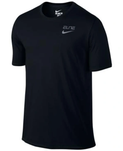 Shop Nike Men's Elite Back-stripe Dri-fit Basketball T-shirt In Black/grey