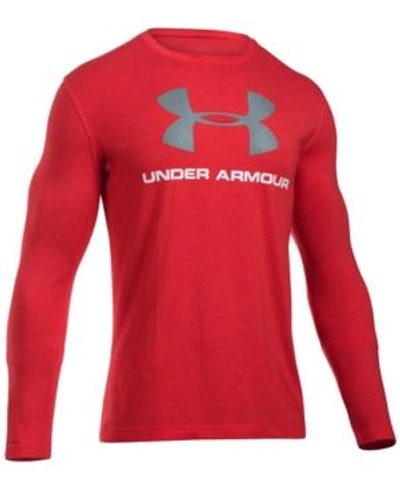 Shop Under Armour Men's Long-sleeve Logo T-shirt In Red