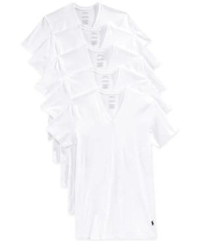 Shop Polo Ralph Lauren Men's 5 Pack V-neck Undershirts In White
