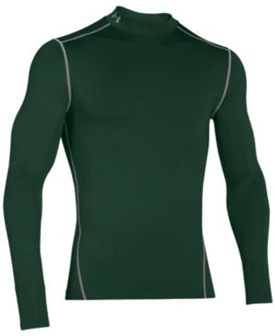 Shop Under Armour Men's Coldgear Mock Neck Long-sleeve T-shirt In Forest Green
