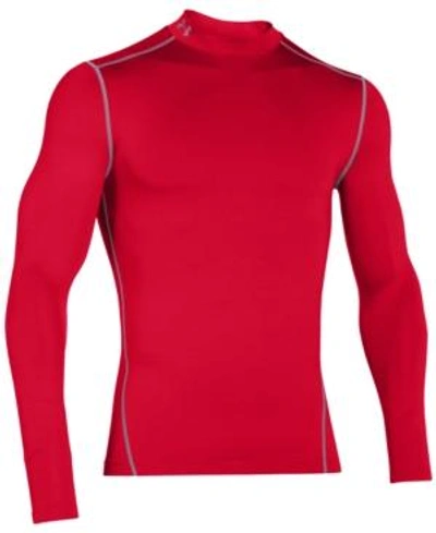 Shop Under Armour Men's Coldgear Mock Neck Long-sleeve T-shirt In Red