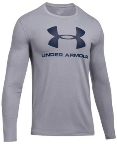 Shop Under Armour Men's Long-sleeve Logo T-shirt In Grey/navy