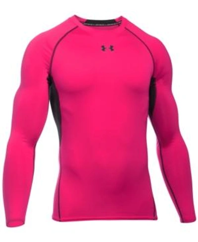 Shop Under Armour Men's Heatgear Long-sleeve Compression Shirt In Pink